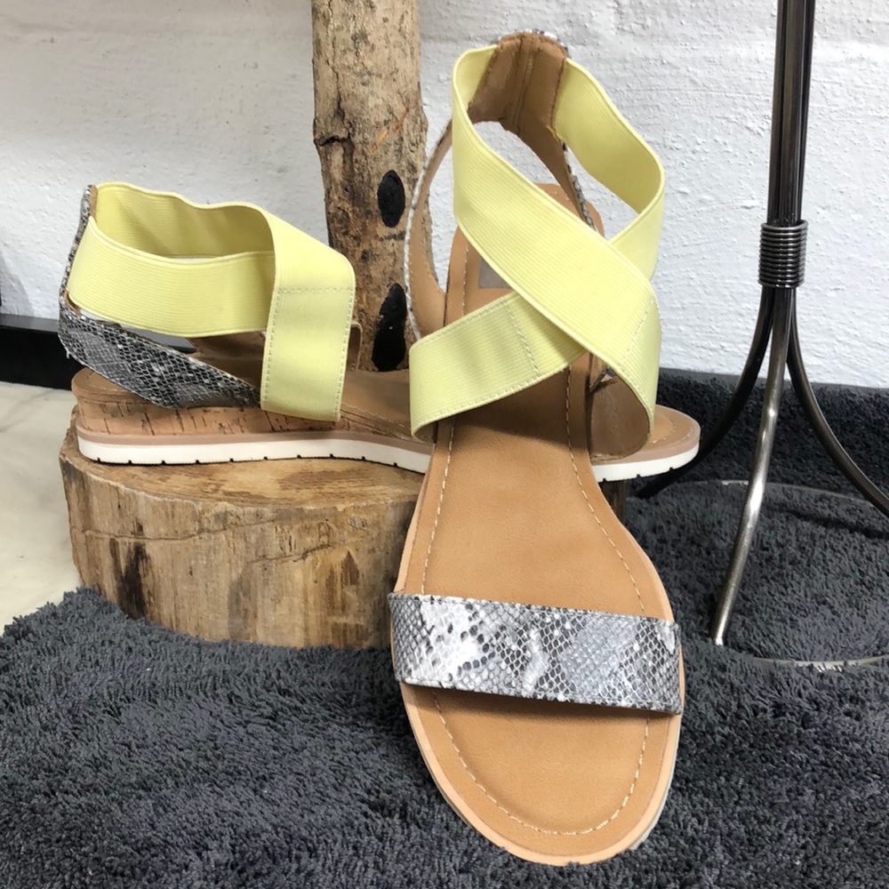 Dolce Vita Lemon and Snake Print Sandals